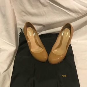 Authentic Fendi Patent Leather Beige Color Size 7